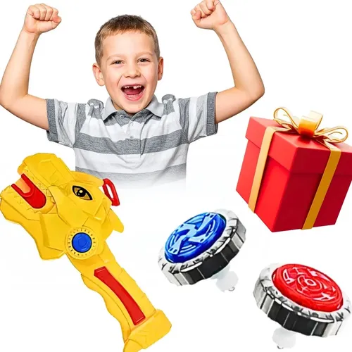 Carrinho Lançador Beyblade Pião Zip Zap Com Luz Dino Tiger Cor
