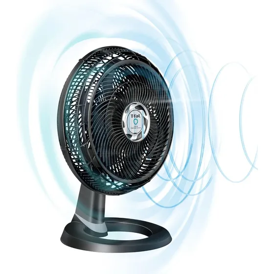 Ventilador T-fal 3 En 1 Ultra Silence Force Con Tecnología Power Zone, 4 Velocidades, 6 Aspas Aerodinámicas, Sistema De Inclinación Y Oscilación Con Malla Removible Para Fácil Lavado, Ve34w0x0