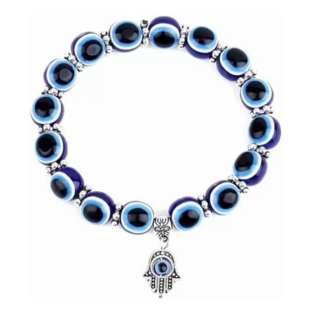 Pulsera Brazalete Elastizada Ojo Turco Mano De Fátima 10mm