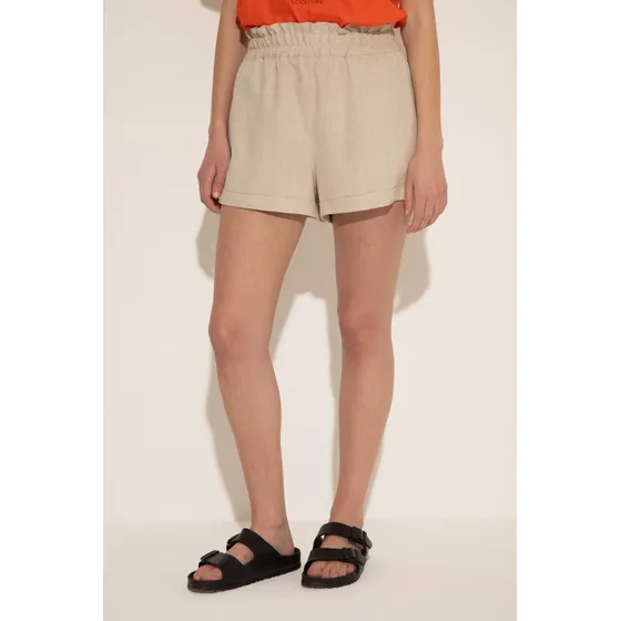 Short Lino Viscosa Tiro Alto Con Bolsillos Mujer System