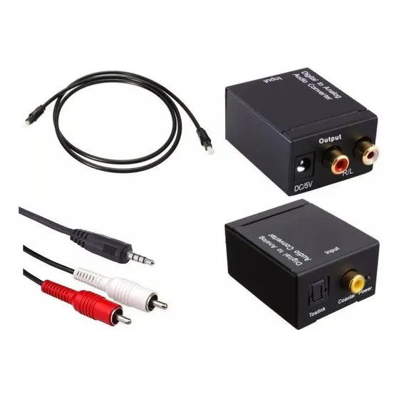 Kit Conversor Audio Digital Fibra A Rca Cable Toslink Jack ®