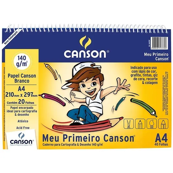 Caderno De Desenho A4 Meu Primeiro Canson 40 Folhas 