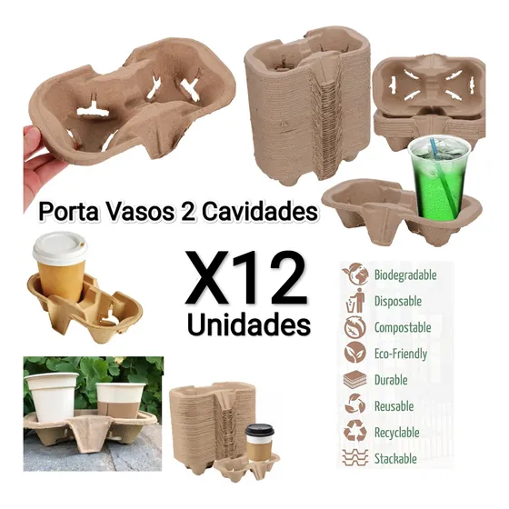 Porta Posa Vasos De Carton Cafe 2 Cavidades