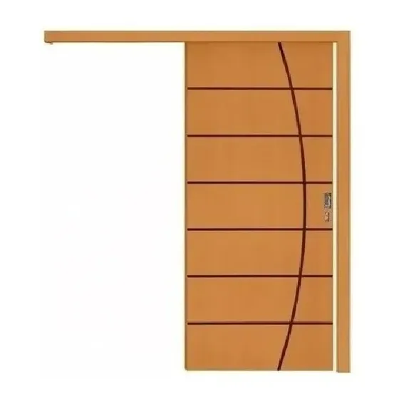 Kit Porta De Correr Com Trilho 210x92 Folha Frisada C/fecha