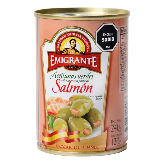 Aceitunas Rellenas De Salmón Emigrante Lata 240 Grs