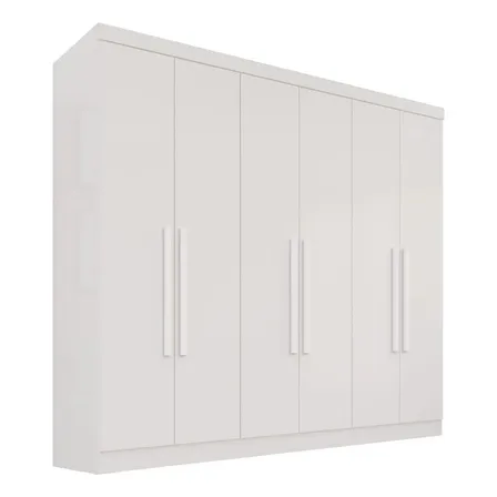 Guarda-roupa Casal 6 Portas 2 Gavetas França Branco