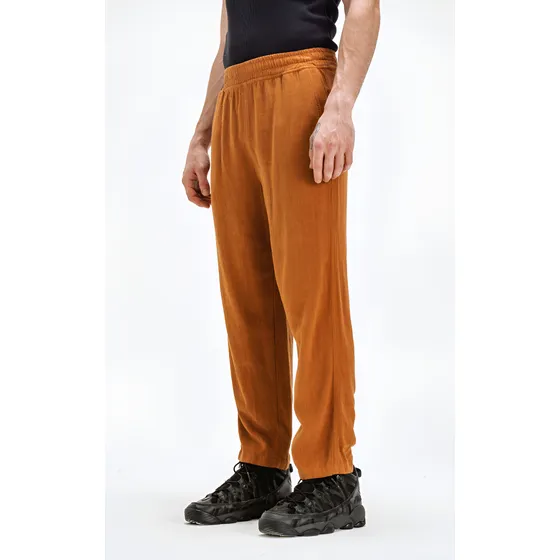 Pantalon Lino Recto Liso Luxo Tabaco