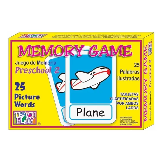 Juego de Memoria para Niños y Adolescentes de Las Primeras Palabras en Inglés | Incluye 25 Palabras en Idioma Inglés | 50 Piezas | Juego para Aprender Inglés TEACH PLAY | Memory Game Preschool 2