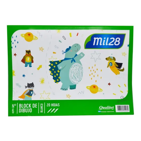 Block Papel Dibujo Mil28 Numero 6 Blanco X 20 Hojas
