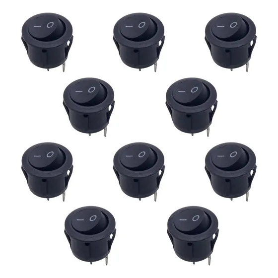 X10 Llave Tecla On Off Rocker Kcd11 Circular 16mm 3a Switch Color Negro