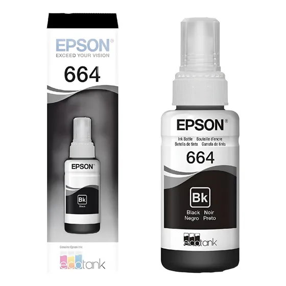 Tinta De Impressora Epson Refil Ecotank T664 Preto De 70 Ml