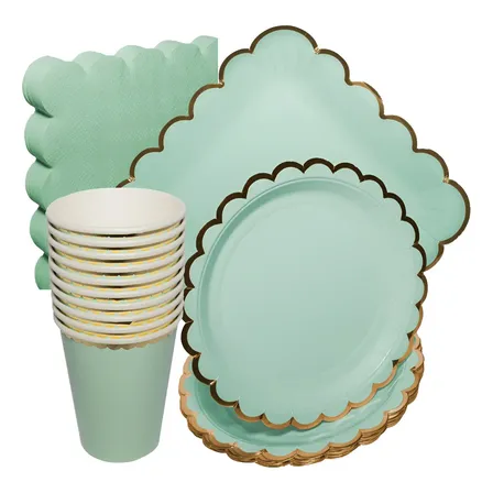 Platos Desechables Fiesta 10 Personas 50 Pcs. Chic Verde