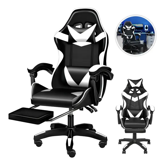 Silla Gamer De Escritorio Oficina Con Reposapies Muy Comoda