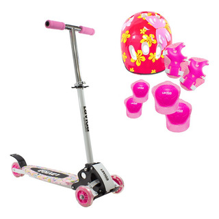 Scooter Patín Infantil Led Diseño Niñas Niños + Protecciones Color Rosa/mariposa Stickers Scooter Patín Infantil Led Diseño Niñas Niños + Protecciones Color Rosa/mariposa Stickers