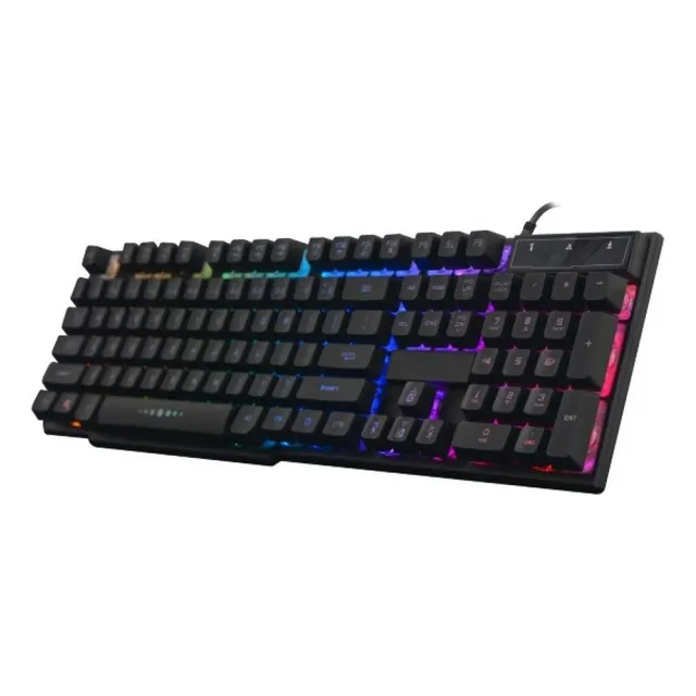 Teclado Gamer Shot 8002 Usb Retroiluminado Rgb Español Negro