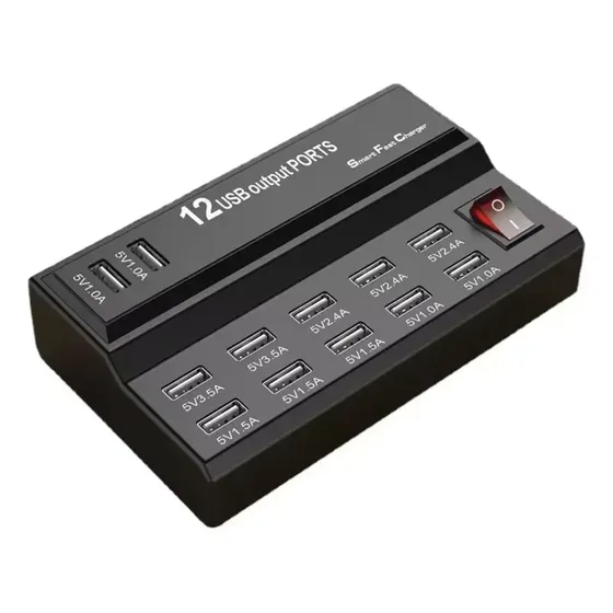 Cargador Hub Usb Múltiple 12 Puertos 60w Con Interruptor On