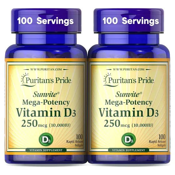 Suplemento Puritan's Pride Vitamina D3 10000 Ui 100 Cápsulas