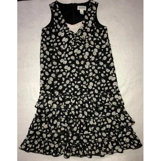 Vestido Para Niñas Negro De Flores 