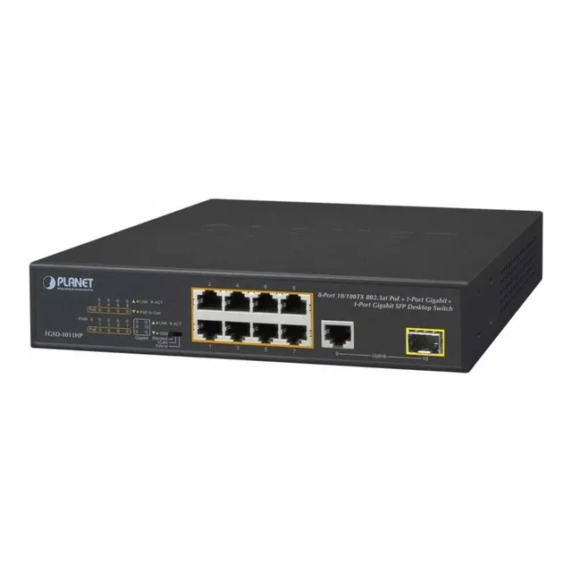 Switch Planet, 8 Puertos Poe, 1 Uplink Y 1 Sfp
