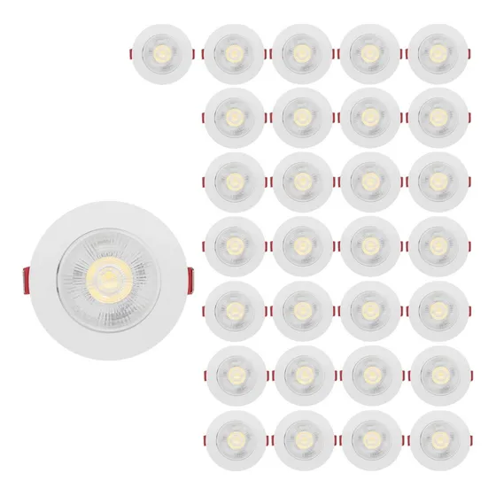 Kit 30 Spot Led Smd 7w Dicróica Direcionável Redondo Frio Estrutura Branco-frio 127/220v