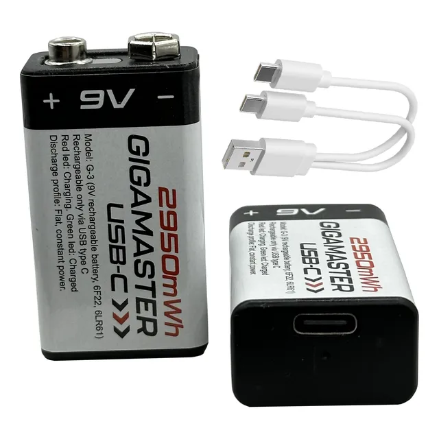 Bateria Litio 9v Recargable Usb Tipo C  48,5x26,5x17.5mm 