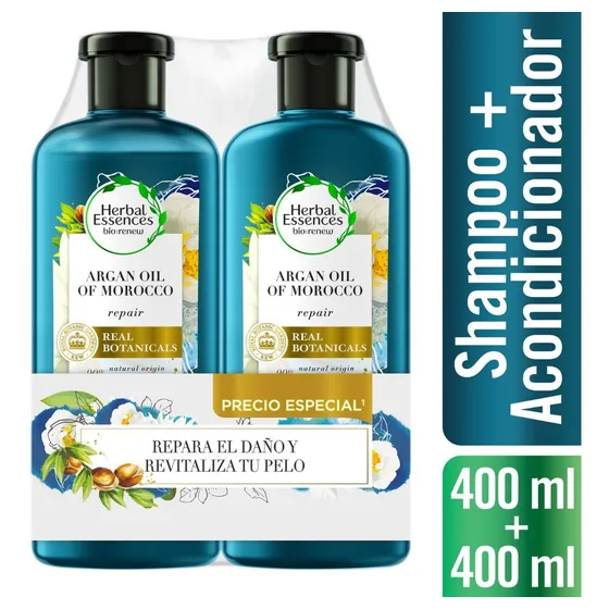 Kit cuidado del cabello Shampoo y Acondicionador Herbal Essences bio:renew Aceite de Argán Repara 400 ml + 400 ml