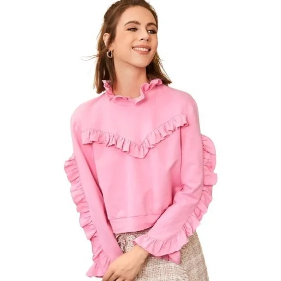 Blusa Suéter Flecos Rosado Cuello Redondo