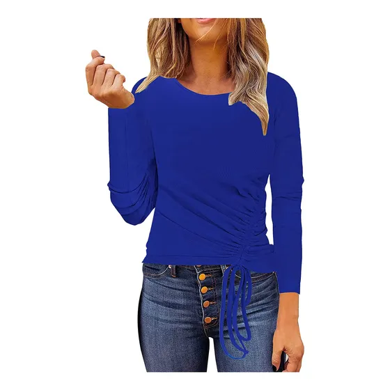 Camisa Manga Larga Para Mujer Estilo Informal Cordon Lateral