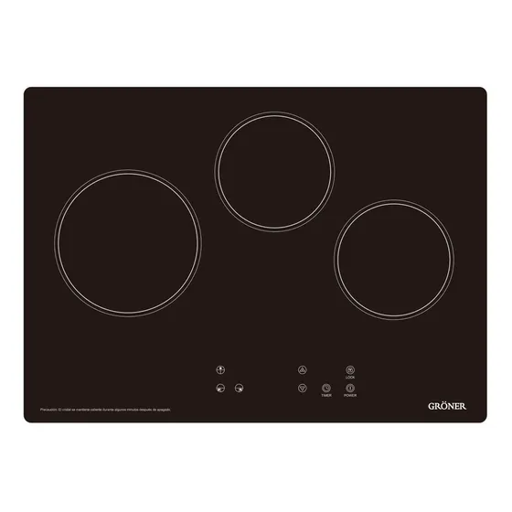 Encimera Vitrocerámica Gröner Touch Black 3q Color Negro