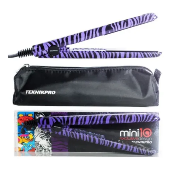 Planchita De Pelo Mini Teknikpro Mini 10 Tatto Exclusive Design Purple Zebra