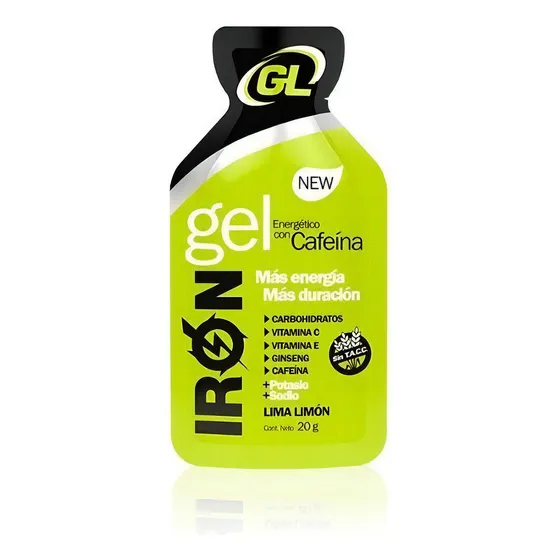 Iron Gel Gentech con Cafeína Energético Sabor Lima Limón