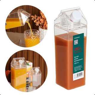 Garrafa Caixa De Leite Geladeira Água Suco Acrílico 1 Litro Cor Transparente Garrafa Caixa De Leite Geladeira Água Suco Acrílico 1 Litro Cor Transparente