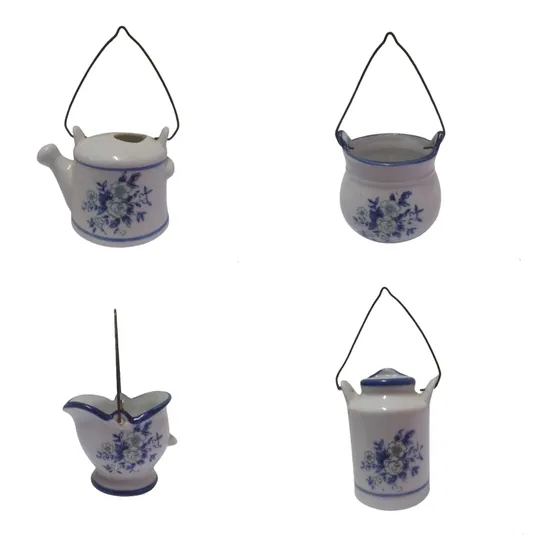 Miniaturas Porcelana- Asa De Metal- Taiwan- Adorno Vintage