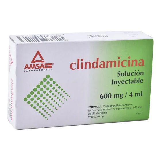 Clindamicina Solución Inyectable 600 Mg/4 Ml, 1 Ampolleta 4 Ml