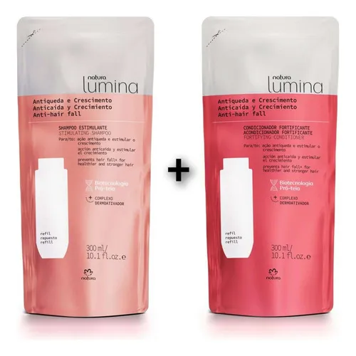 Refil Shampoo + Condicionador Natura Lumina Antiqueda 600ml