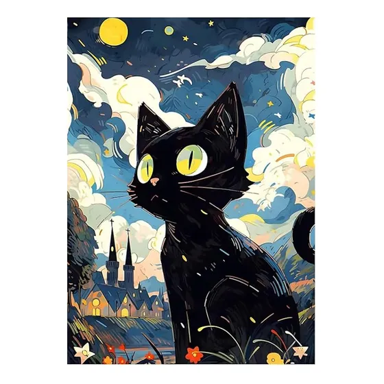 Kit De Pintura De Diamantes 5d - Tematica Gato 30 X 40 Cm