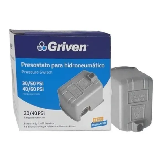 Presostato Griven 30/40 Psi 40/60 Psi Griven Rango 20/40 Psi