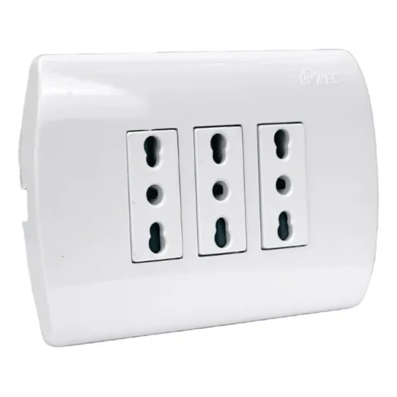 Tomacorriente Triple 10/16a 250v Armado Mec Aris Certificado