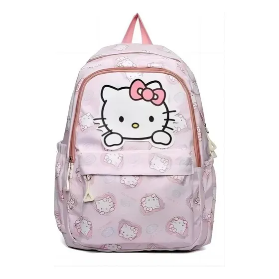 Mochila De Hello Kitty Escolar Infantil Kawaii Rosa Para Estudiantes Niña De Primaria Grande De Lona Gran Capacidad