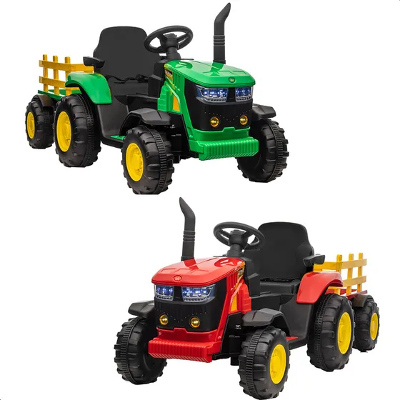 Mini Trator Elétrico Infantil + Carretinha + Controle Remoto Cor Verde Voltagem Do Carregador 110v/220v