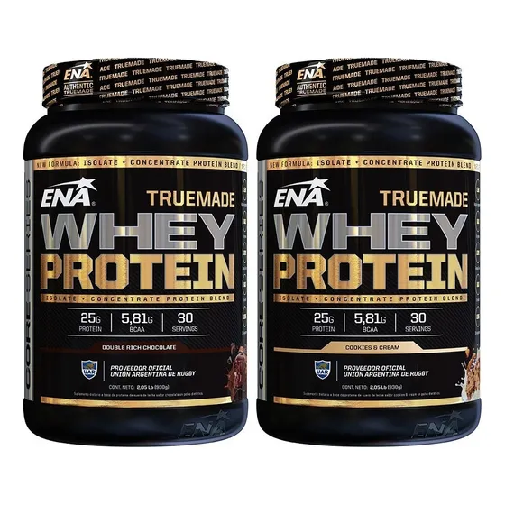 True Made Whey Protein 2 Lb 2x1 Ena Aislada Concentrada Sabor Rich Chocolate + Cookies & Cream