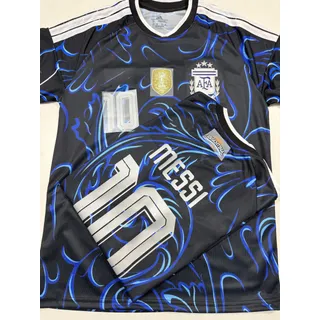 Camiseta Argentina Messi 10 Negra Edición Especial 3 Estrell Azul 10 M