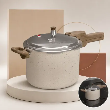 Panela De Pressão Cerâmica Antiaderente 4,2l Granito Creme Bege