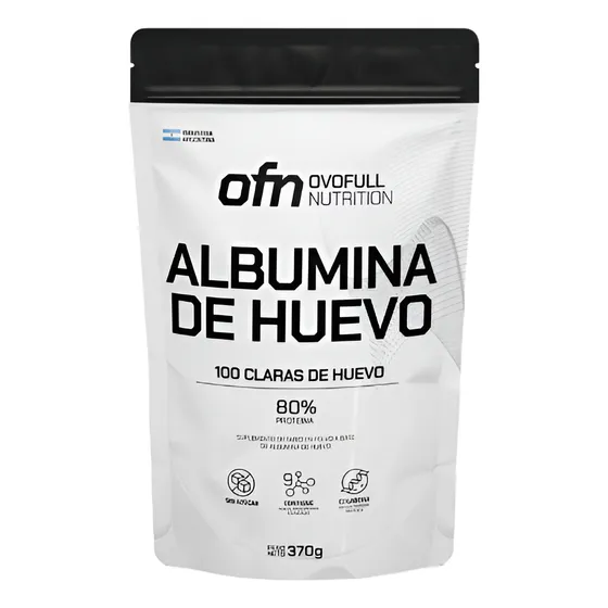 Ovofull Albumina De Huevo En Polvo 370g Sabor Sin Sabor Aporta los 9 Aminoácidos esenciales que el cuerpo no produce por si solo