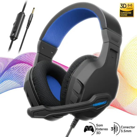 Headset Gamer Nubwo® U3 Fone 3d Estéreo Ouvido Para Pc Ps4 Azul