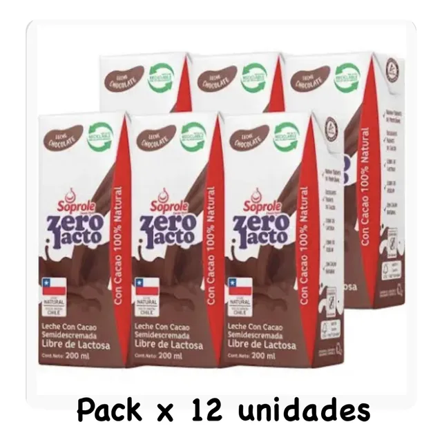 Leche Soprole Chocolate Zero Lacto - Pack X 12 - 200cc