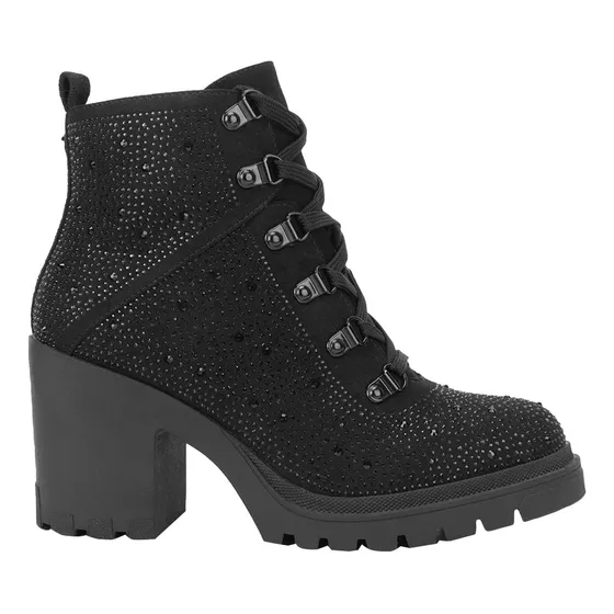 Bota Tipo Militar Ante Pedrería Cierre Thalia Sodi Negro 6v0