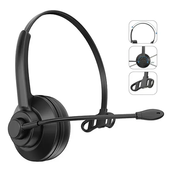 Auriculares Bluetooth De Manos Libres Estilo Call Center Negro