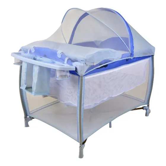 Berço Portátil New Aconchego Azul Burigotto 9 A 15 Kg
