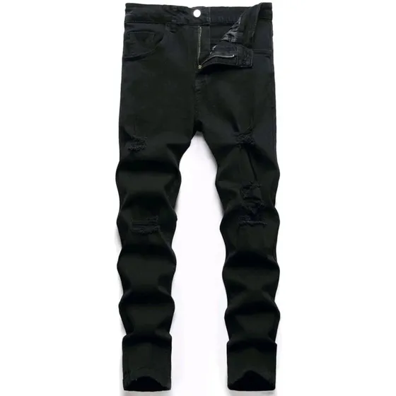 Pantalon Hombre Caballero Negro Jeans Jogger